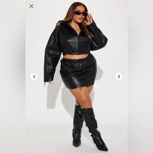 Fashion Nova Black Faux Leather Set 1X